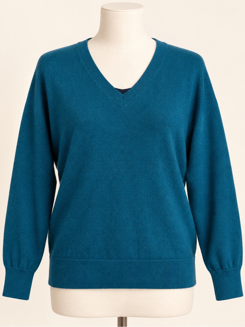 Eileen Fisher Royal Alpaca Oversized Colorblock V-Neck Sweater XS